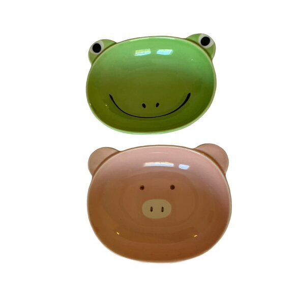 WALT DISNEY WORLD EPCOT JAPAN PAVILION Set 2 PIG and FROG FACE BOWLS - Picture 1 of 9